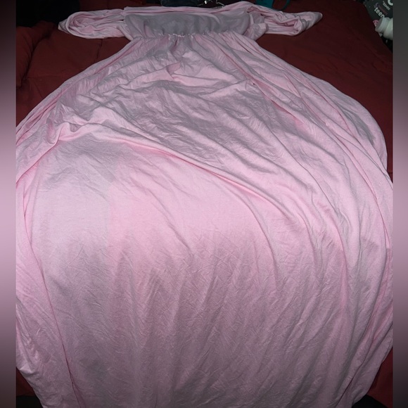 Pink Women's Maxi Dress - Feminine V-Neck Wrap Style - Picture 5 of 5